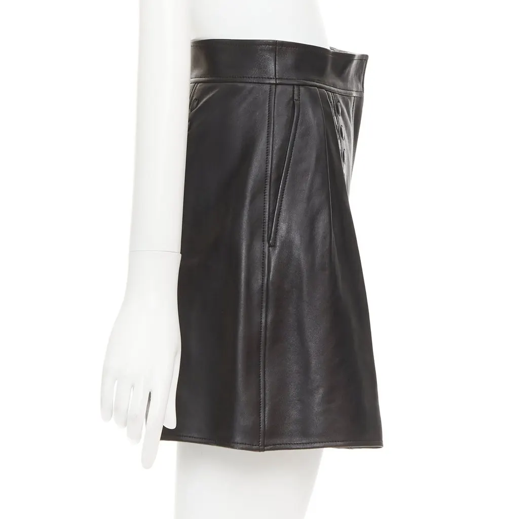 Alexander McQueen Black Leather Shorts Black Leather Very good - Model View