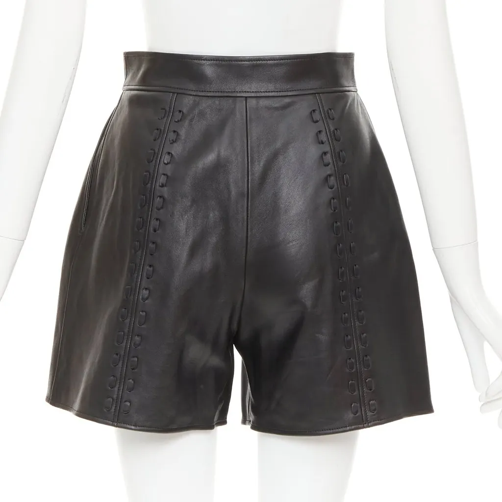 Alexander McQueen Black Leather Shorts Black Leather Very good - Box View
