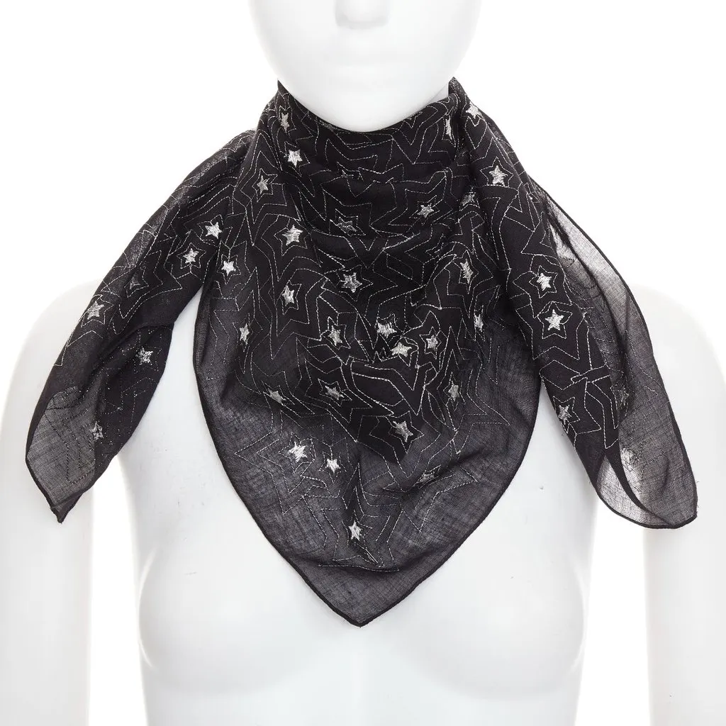 Saint Laurent Black Cotton Scarf Black Cotton Very good - Front View