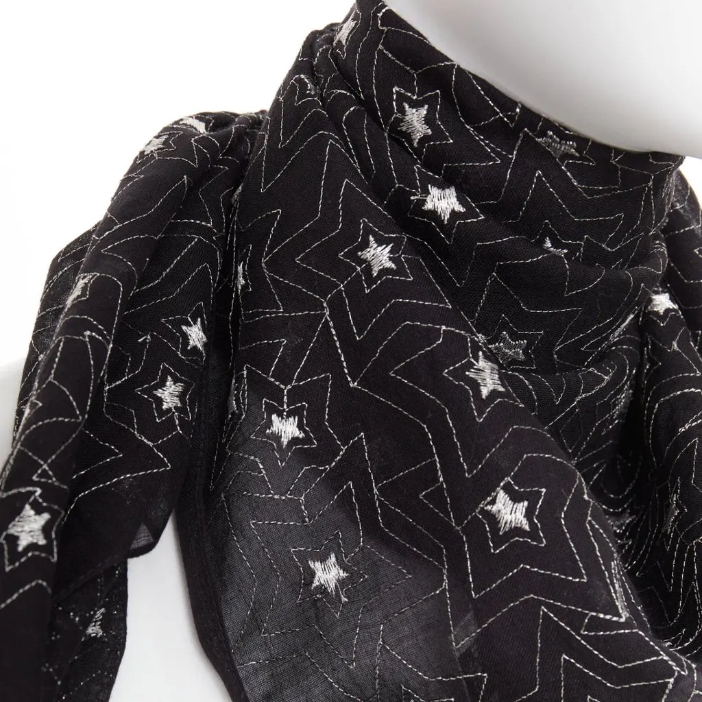 Saint Laurent Black Cotton Scarf Black Cotton Very good - Back View