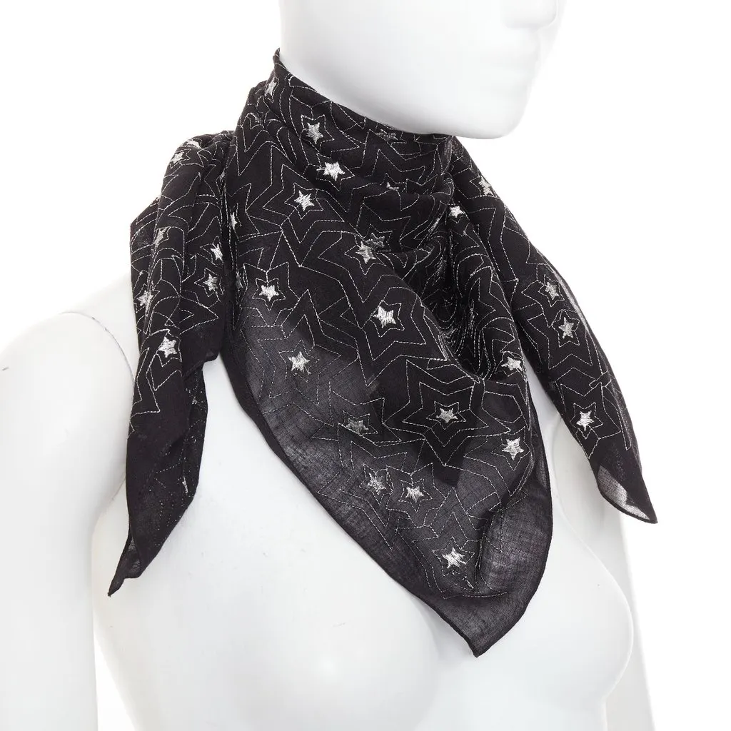 Saint Laurent Black Cotton Scarf Black Cotton Very good - Inside View
