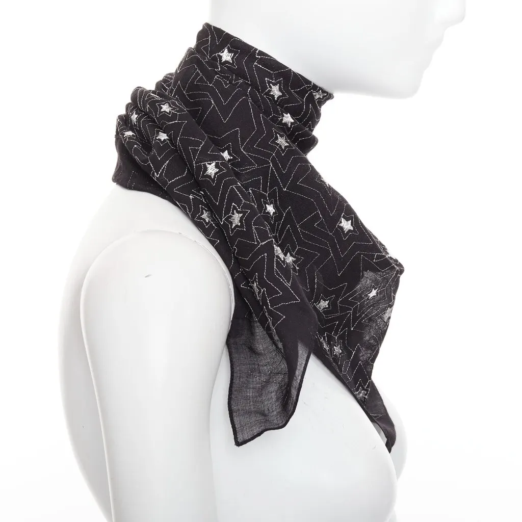 Saint Laurent Black Cotton Scarf Black Cotton Very good - Model View