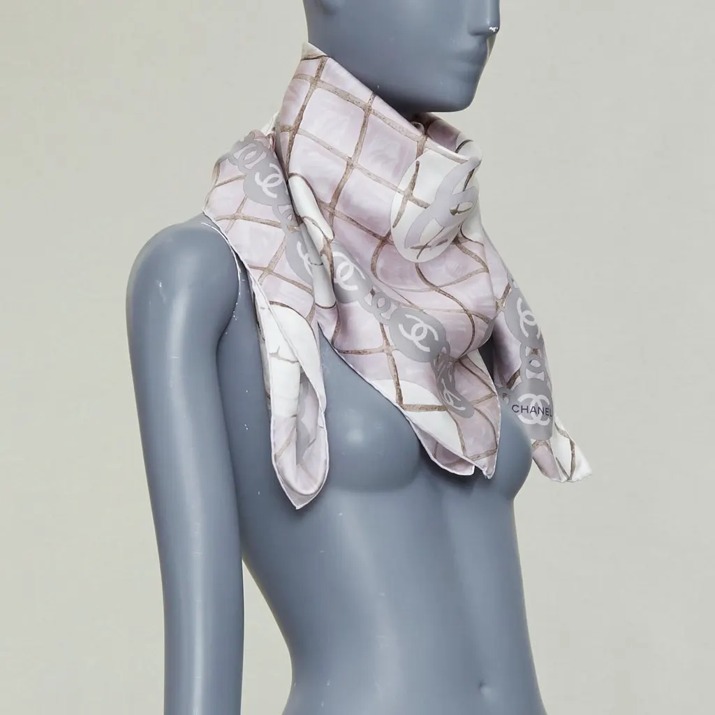 Chanel Pink Silk Scarf Pink Silk Very good - Inside View