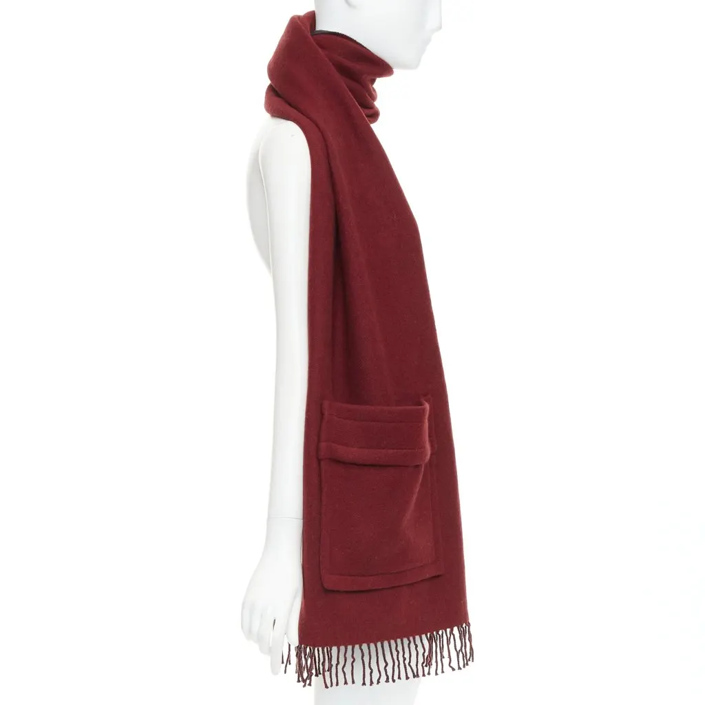 Fendi Burgundy Cashmere Scarf Burgundy Cashmere Very good - Model View
