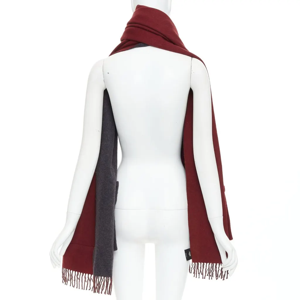Fendi Burgundy Cashmere Scarf Burgundy Cashmere Very good - Box View