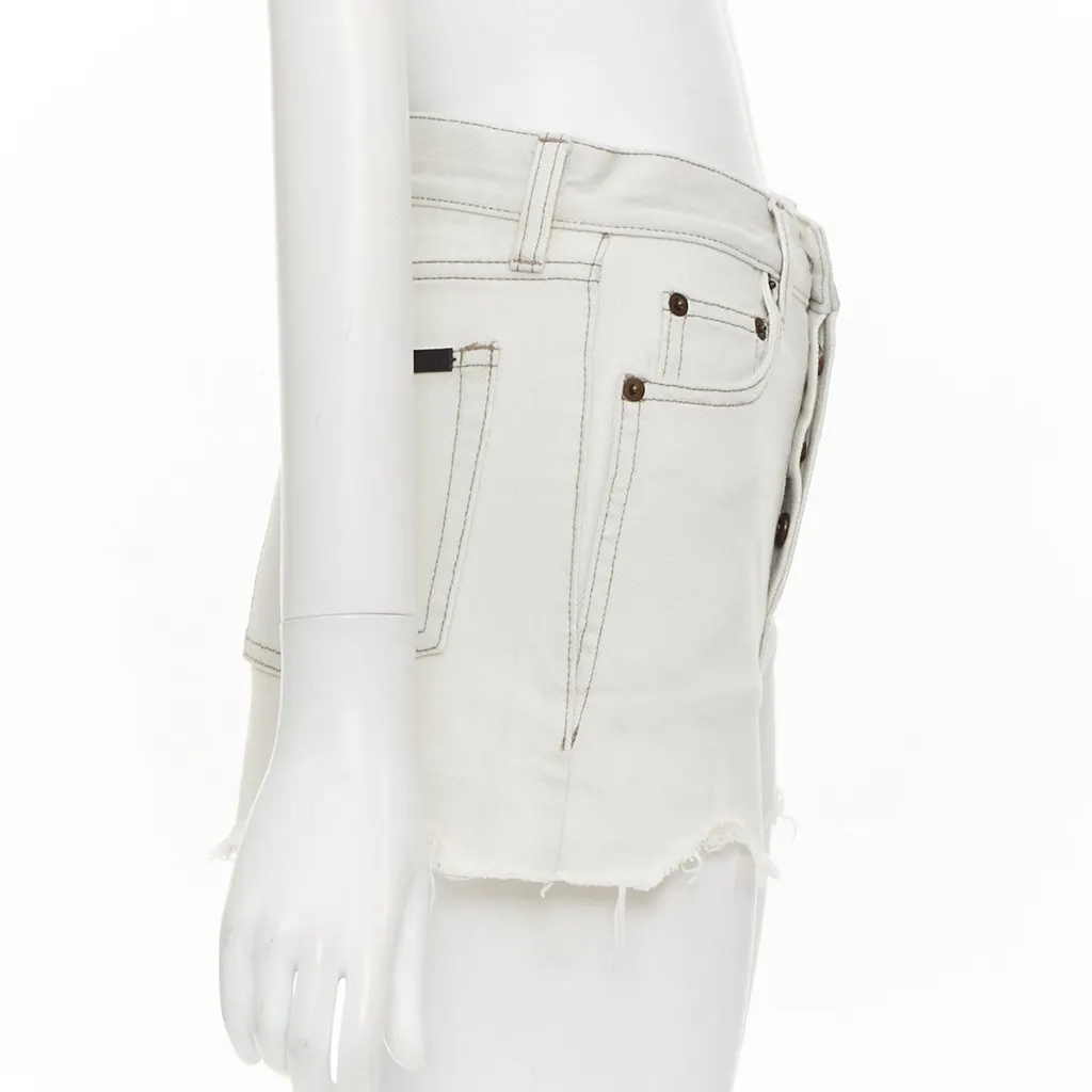 Saint Laurent Grey Cotton Shorts Grey Cotton Very good - Model View