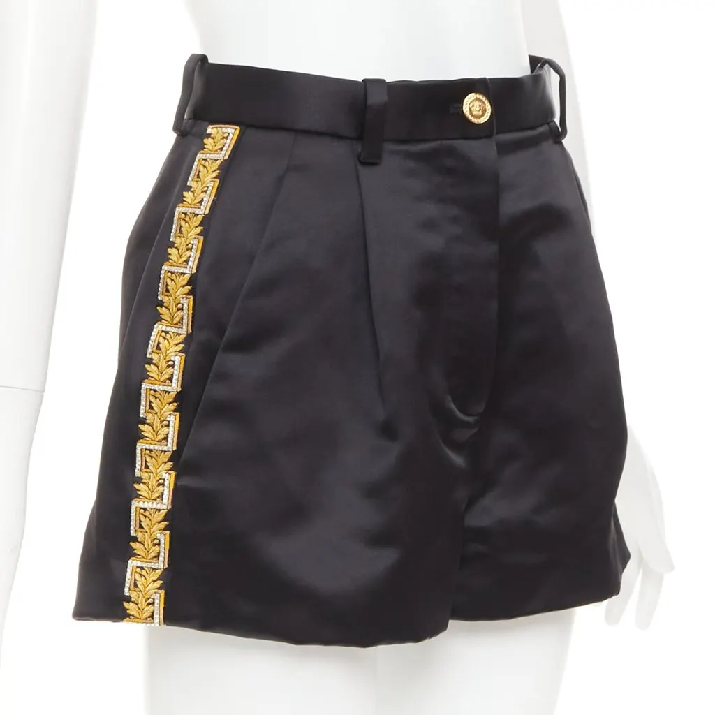 Versace Black Polyester Shorts Black Polyester Very good - Front View
