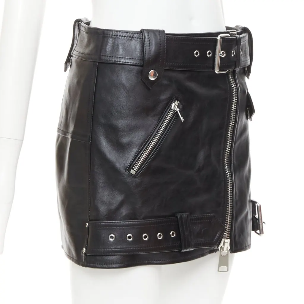 Alexander McQueen Black Leather Skirt Black Leather Very good - Inside View