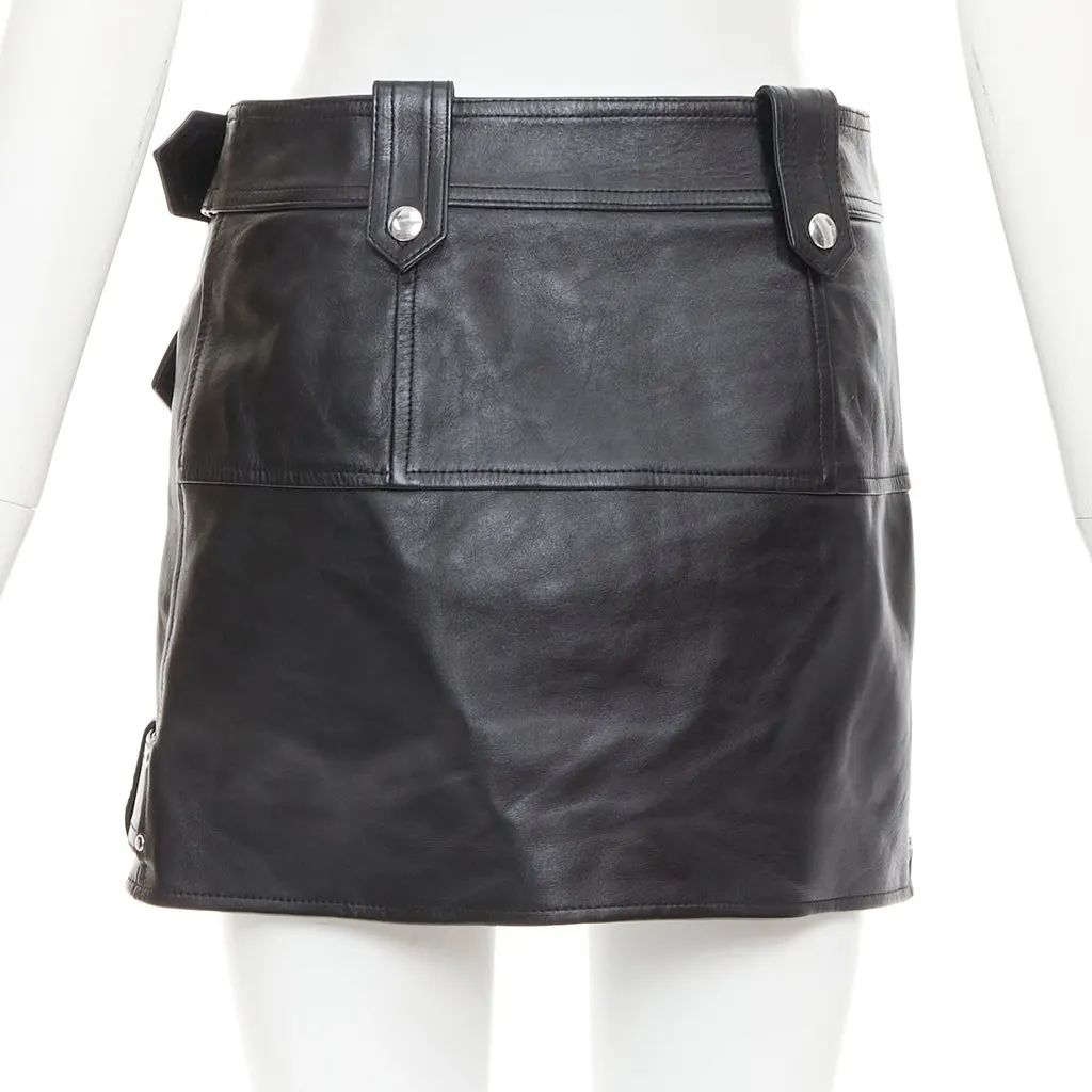 Alexander McQueen Black Leather Skirt Black Leather Very good - Box View