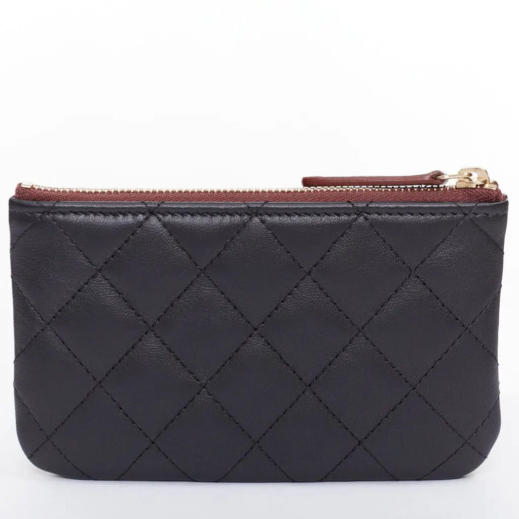 Chanel CLASSIC SMALL ZIPPED POUCH Black Leather Very good - Back View