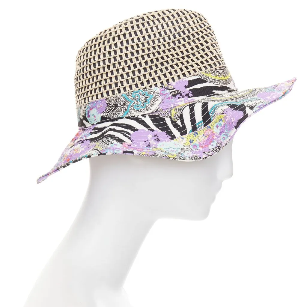 Etro Purple Hats Purple Rattan Never worn, with tag - Model View