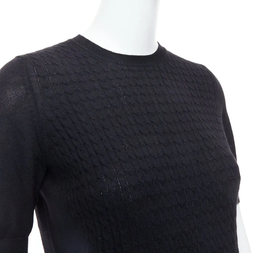 Miu Miu Cable Knit Sweater Black Wool Very good - Back View