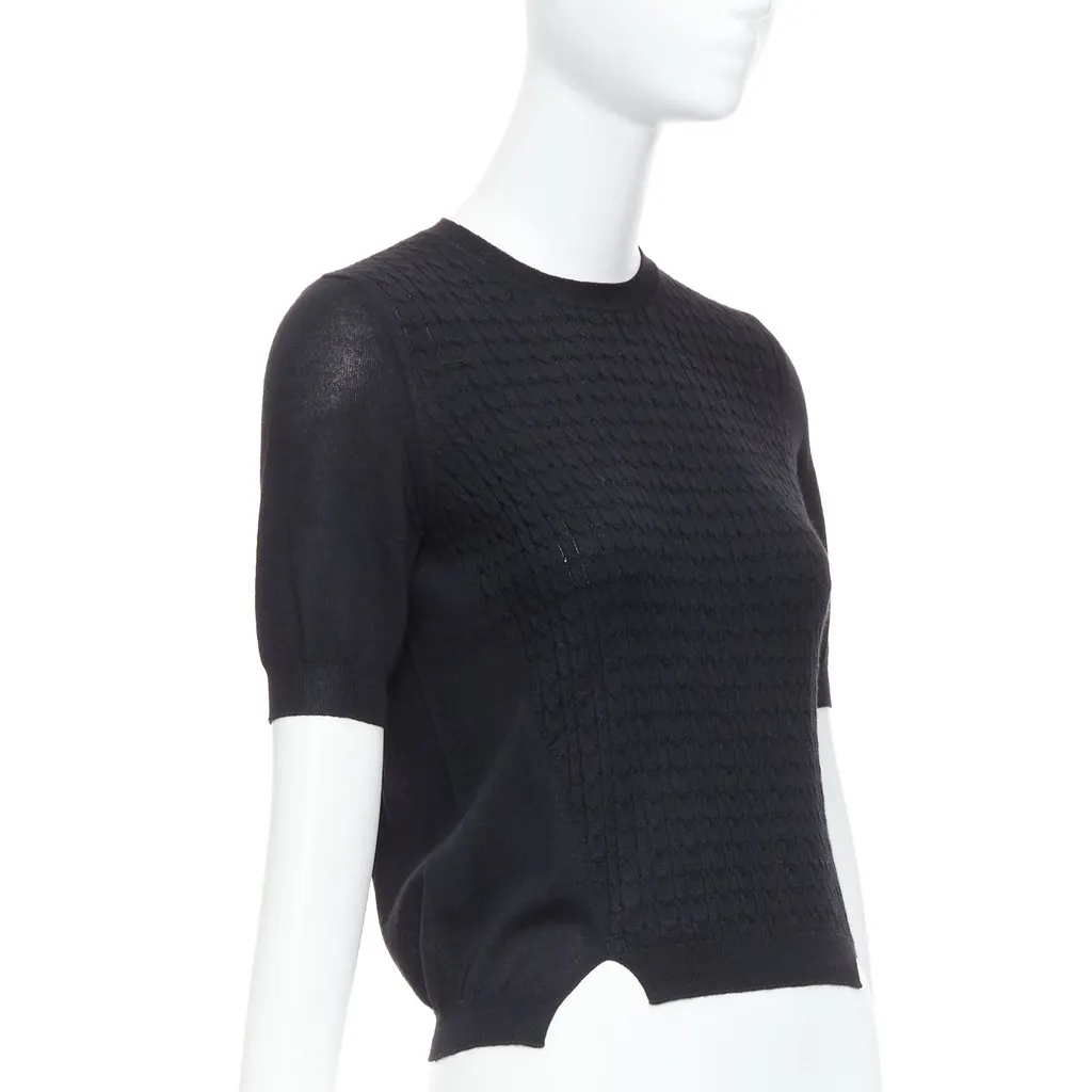 Miu Miu Cable Knit Sweater Black Wool Very good - Inside View