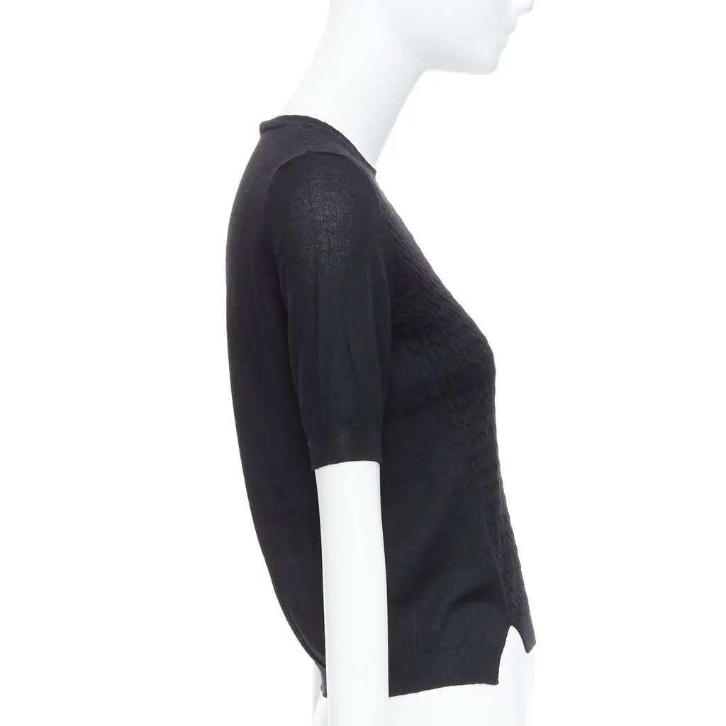 Miu Miu Cable Knit Sweater Black Wool Very good - Model View