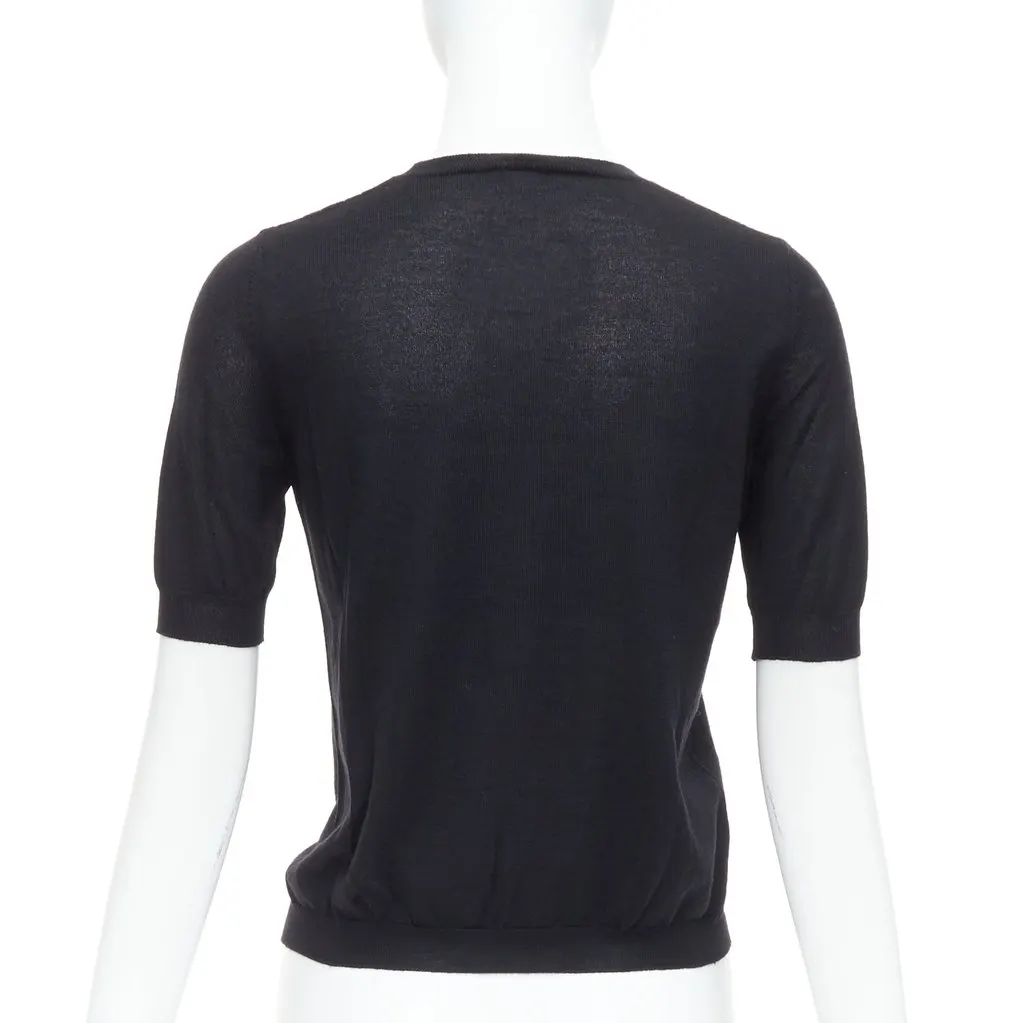 Miu Miu Cable Knit Sweater Black Wool Very good - Box View