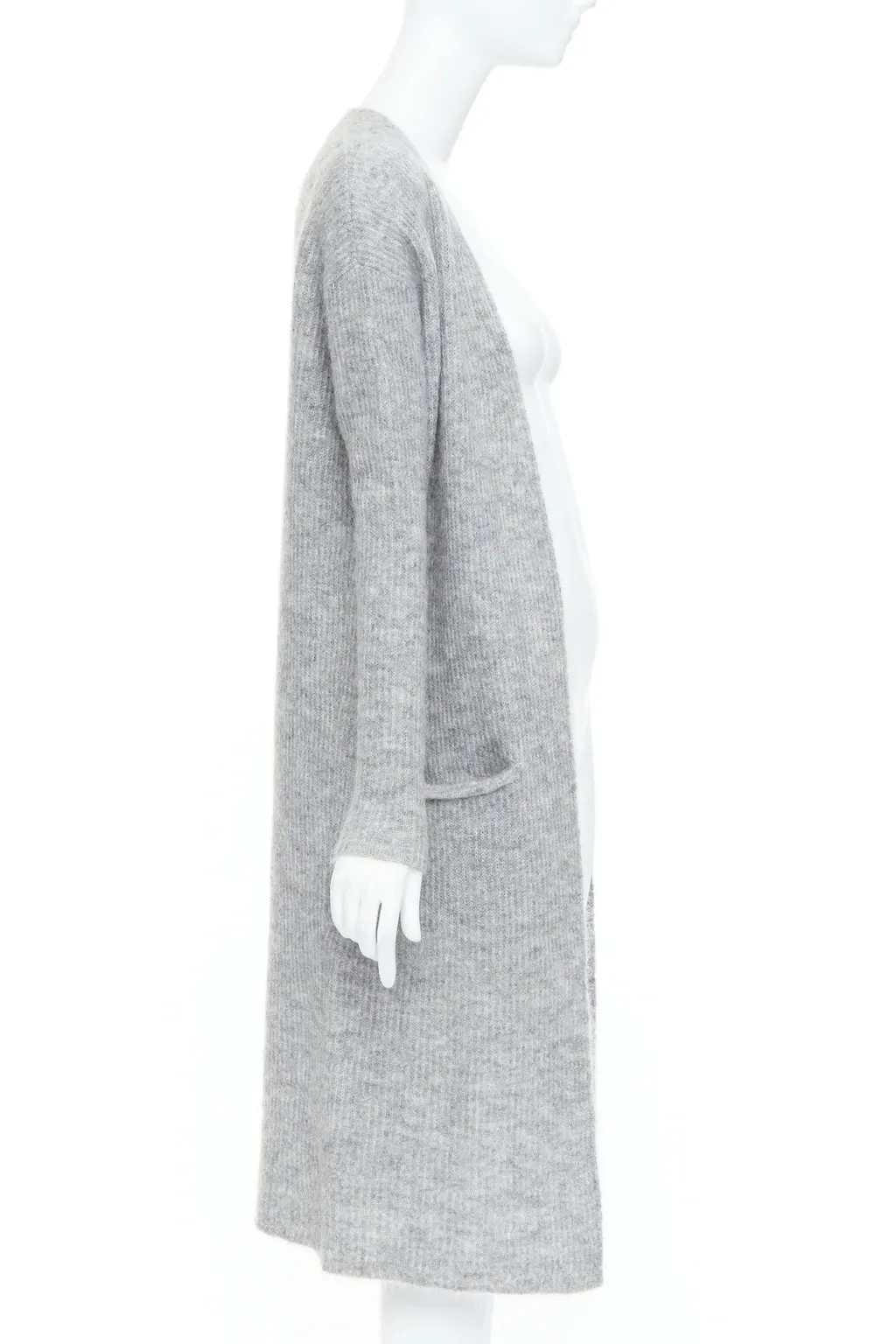 By Malene Birger Long Knit Cardigan Grey Wool Very good - Model View