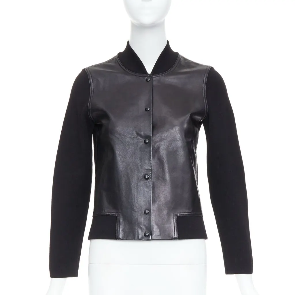 Alexander Wang Black Wool Leather Bomber Black Leather Very good - Front View