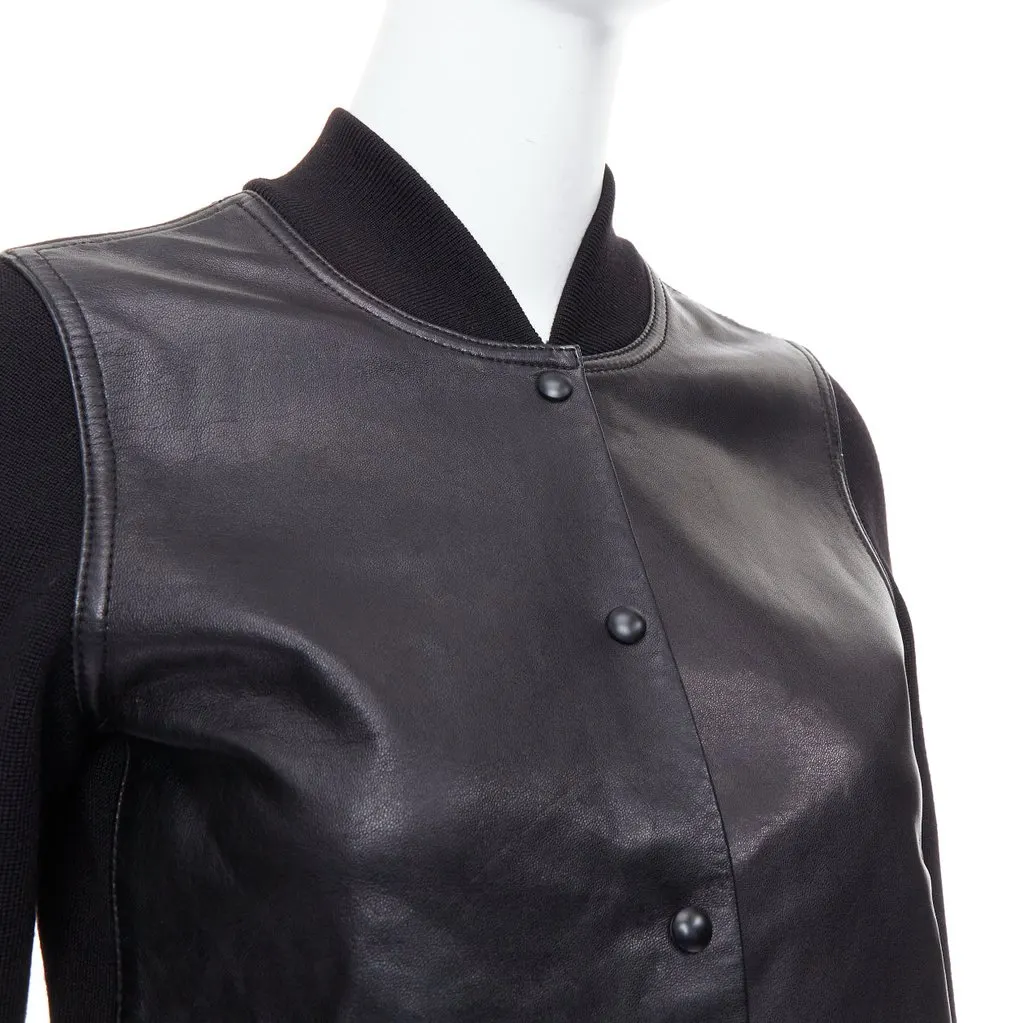 Alexander Wang Black Wool Leather Bomber Black Leather Very good - Back View