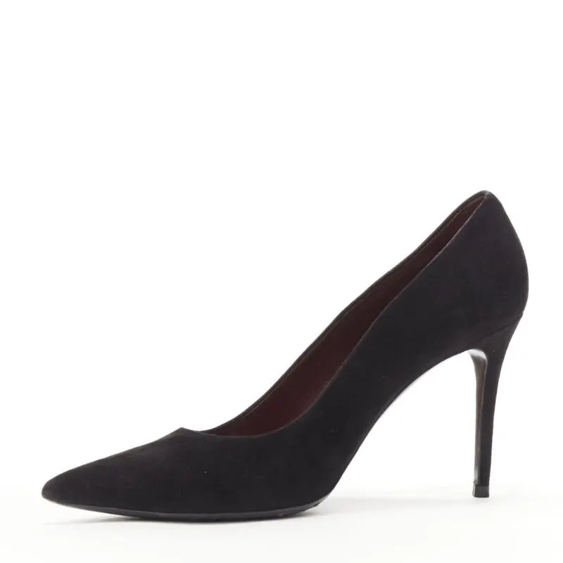 Celine Black Suede Stilettos Black Suede Very good - Model View