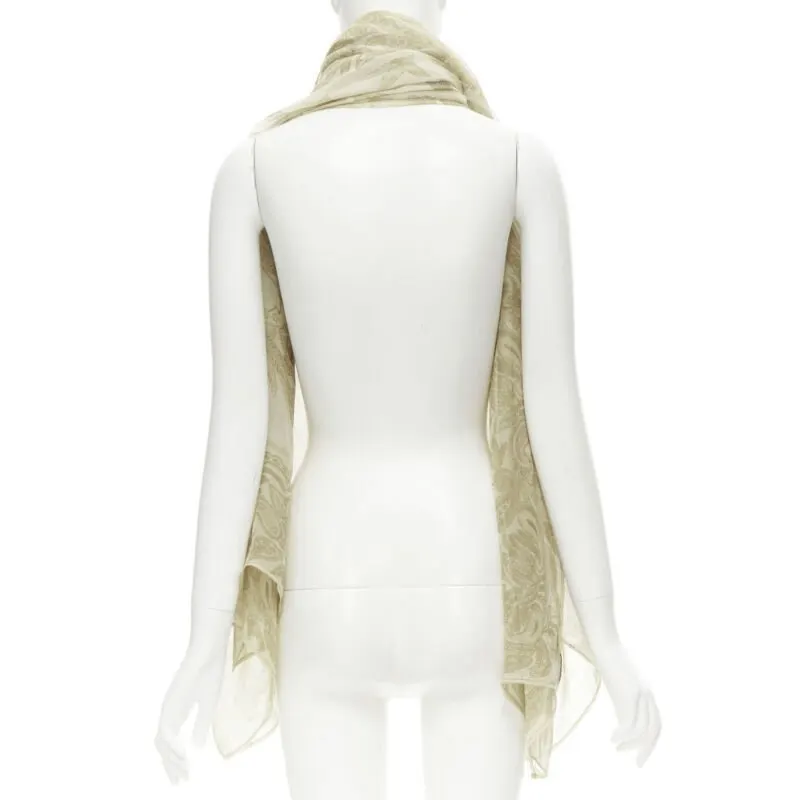 Giorgio Armani Floral Sheer Scarf Beige Silk Never worn - Box View