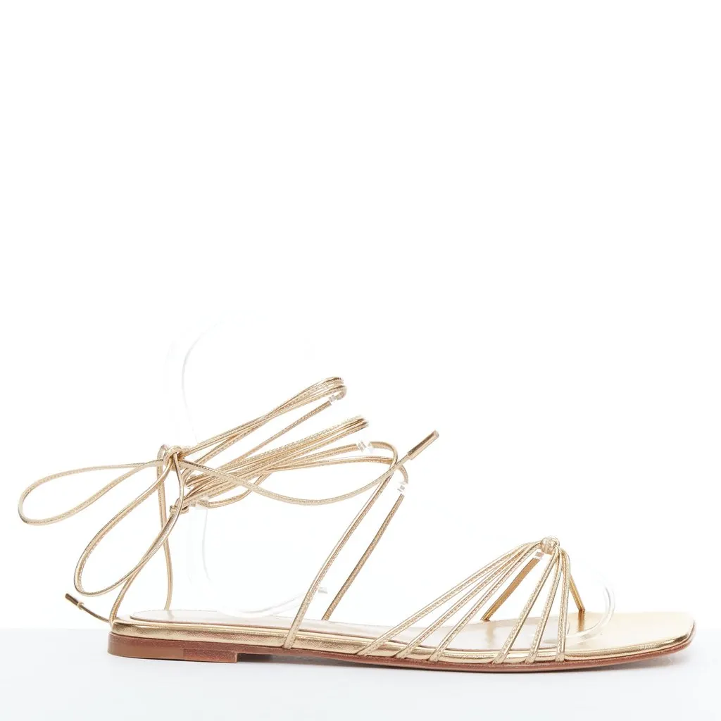 Gianvito Rossi Sylvie Gladiator Sandals Gold Leather Very good - Front View