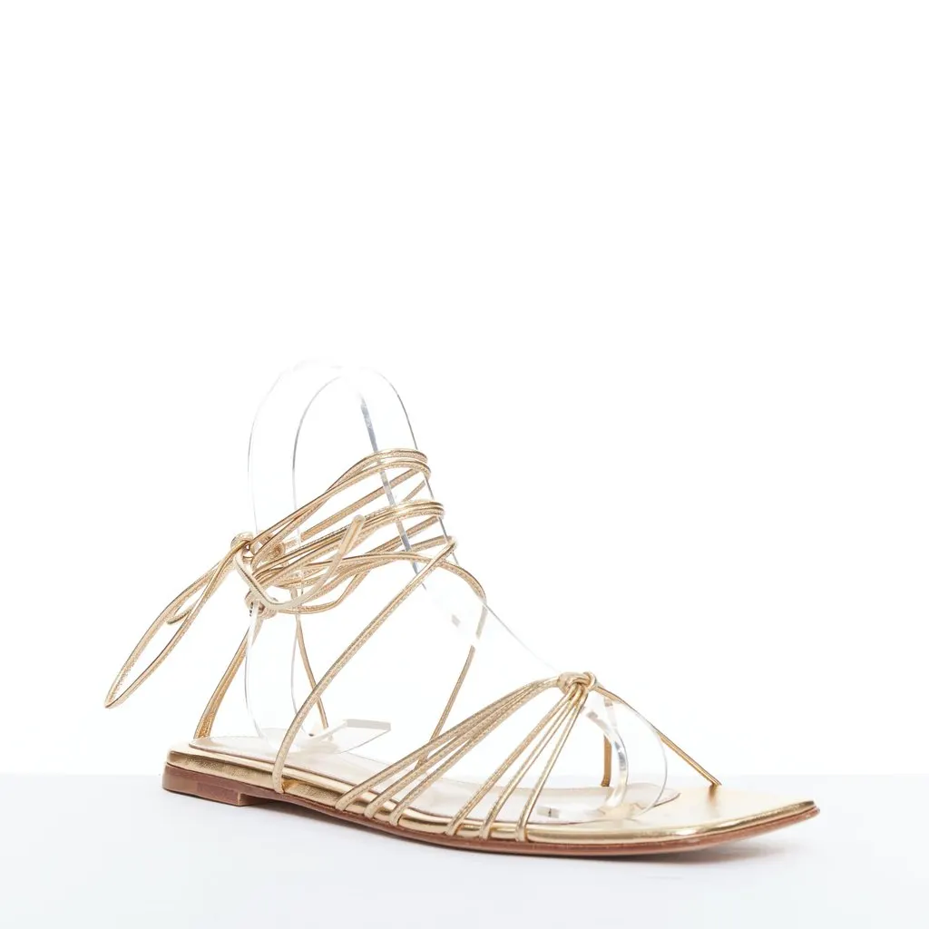 Gianvito Rossi Sylvie Gladiator Sandals Gold Leather Very good - Back View