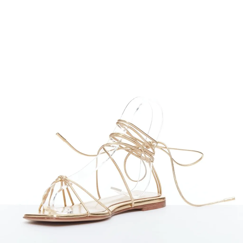 Gianvito Rossi Sylvie Gladiator Sandals Gold Leather Very good - Inside View