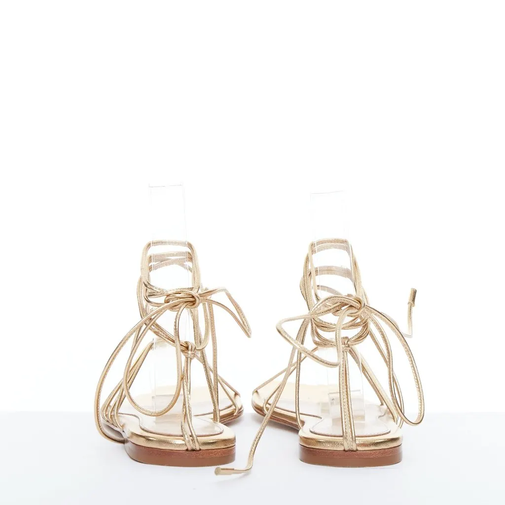 Gianvito Rossi Sylvie Gladiator Sandals Gold Leather Very good - Model View
