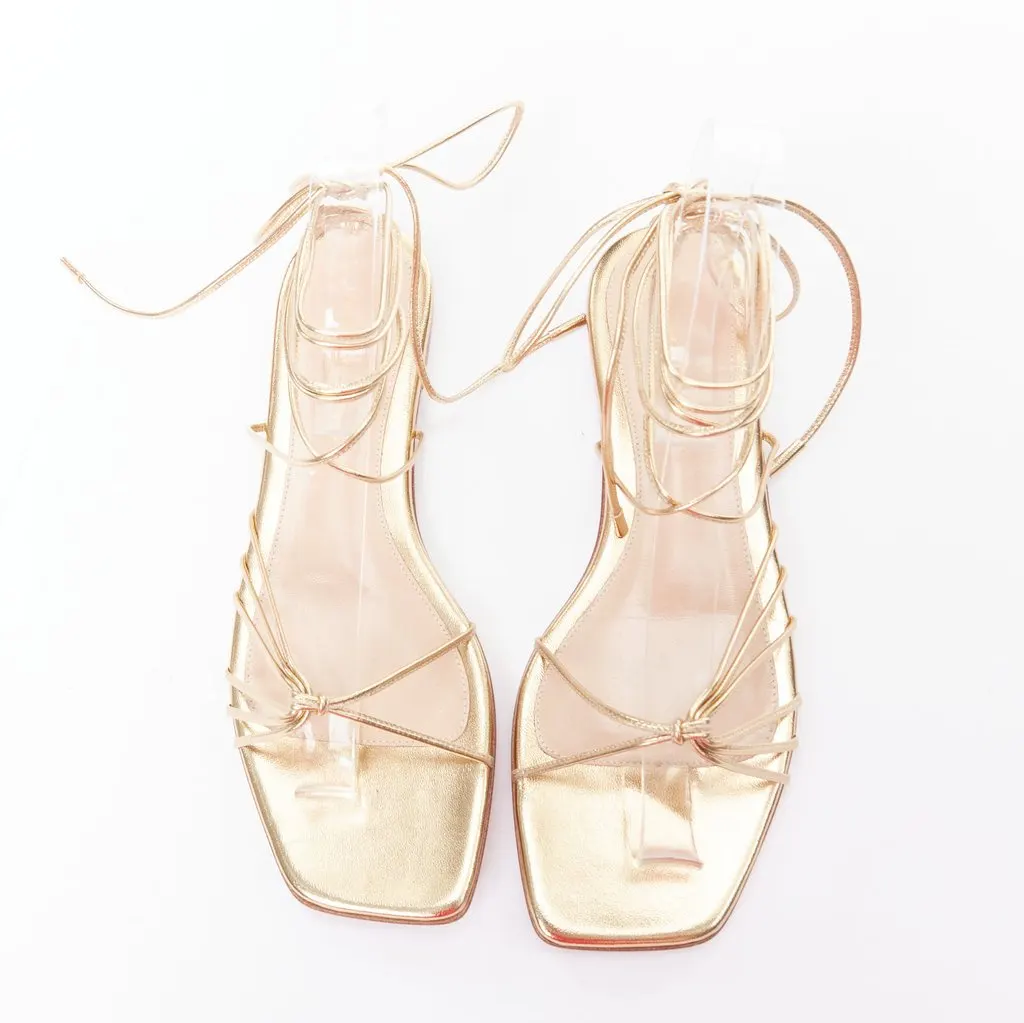 Gianvito Rossi Sylvie Gladiator Sandals Gold Leather Very good - Box View