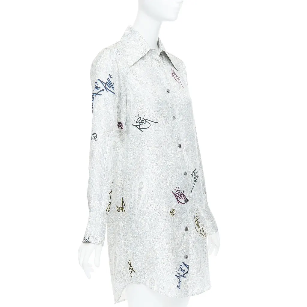 Zadig & Voltaire Paisley Shirt Dress Ecru Silk Never worn - Inside View