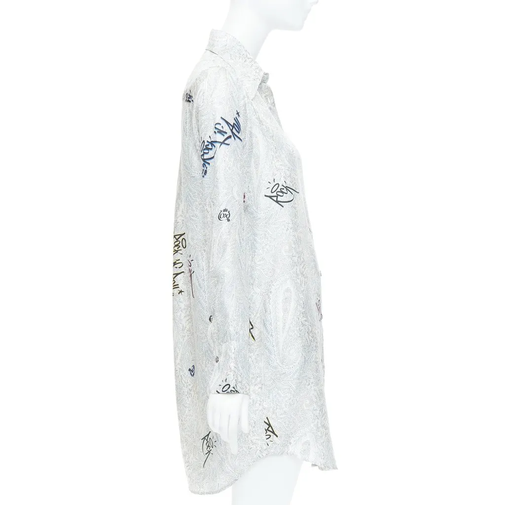 Zadig & Voltaire Paisley Shirt Dress Ecru Silk Never worn - Model View