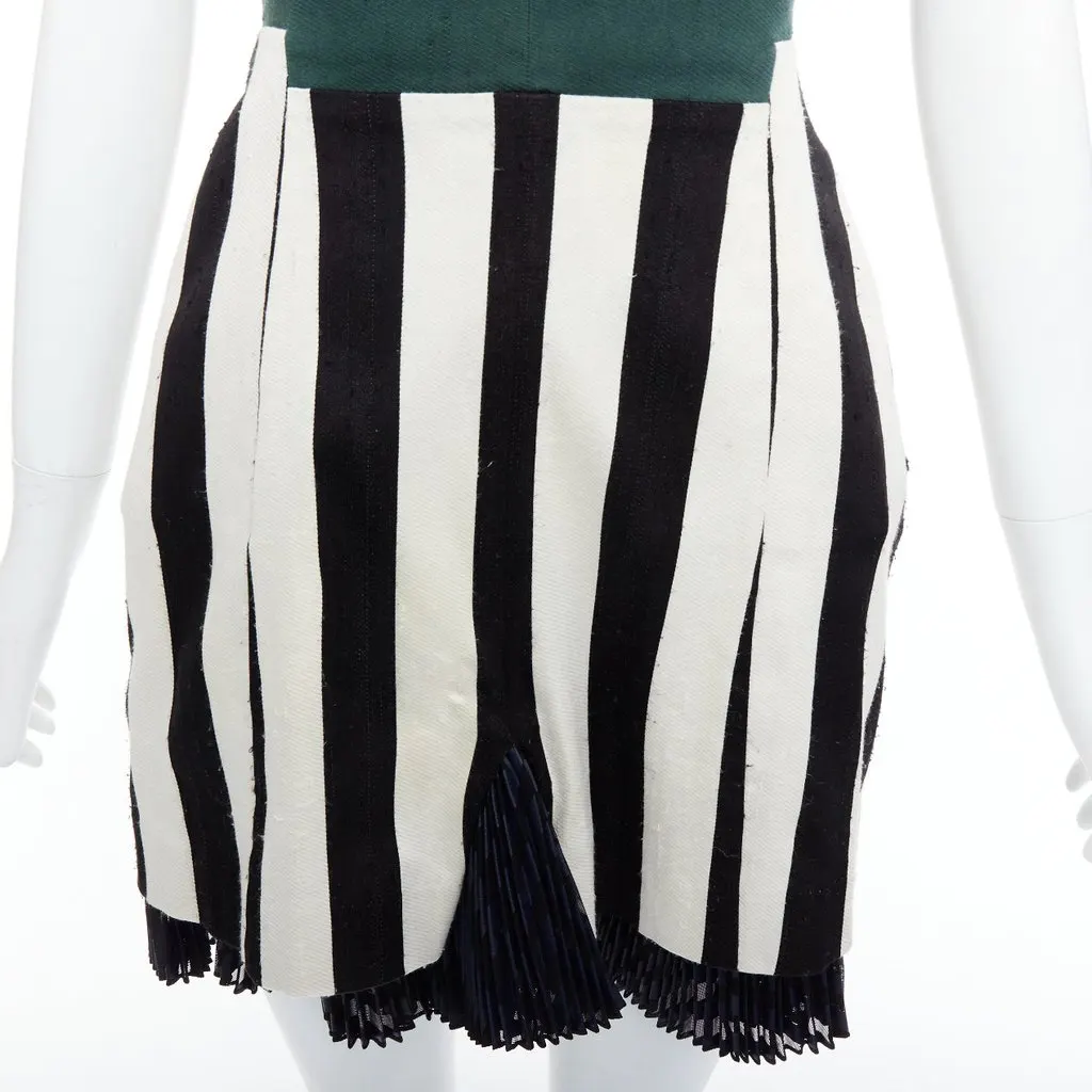 Toga Archives Striped Strapless Dress Green Silk Fair - Back View