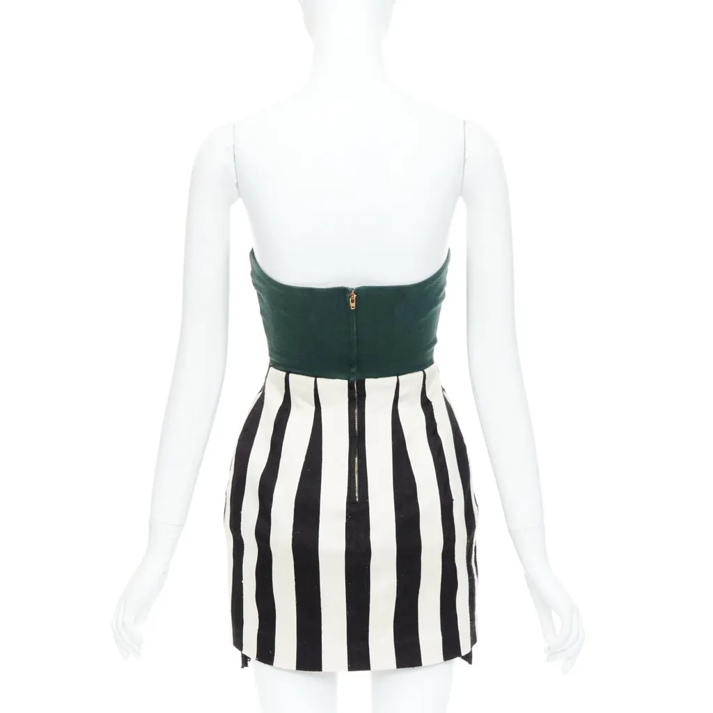 Toga Archives Striped Strapless Dress Green Silk Fair - Box View