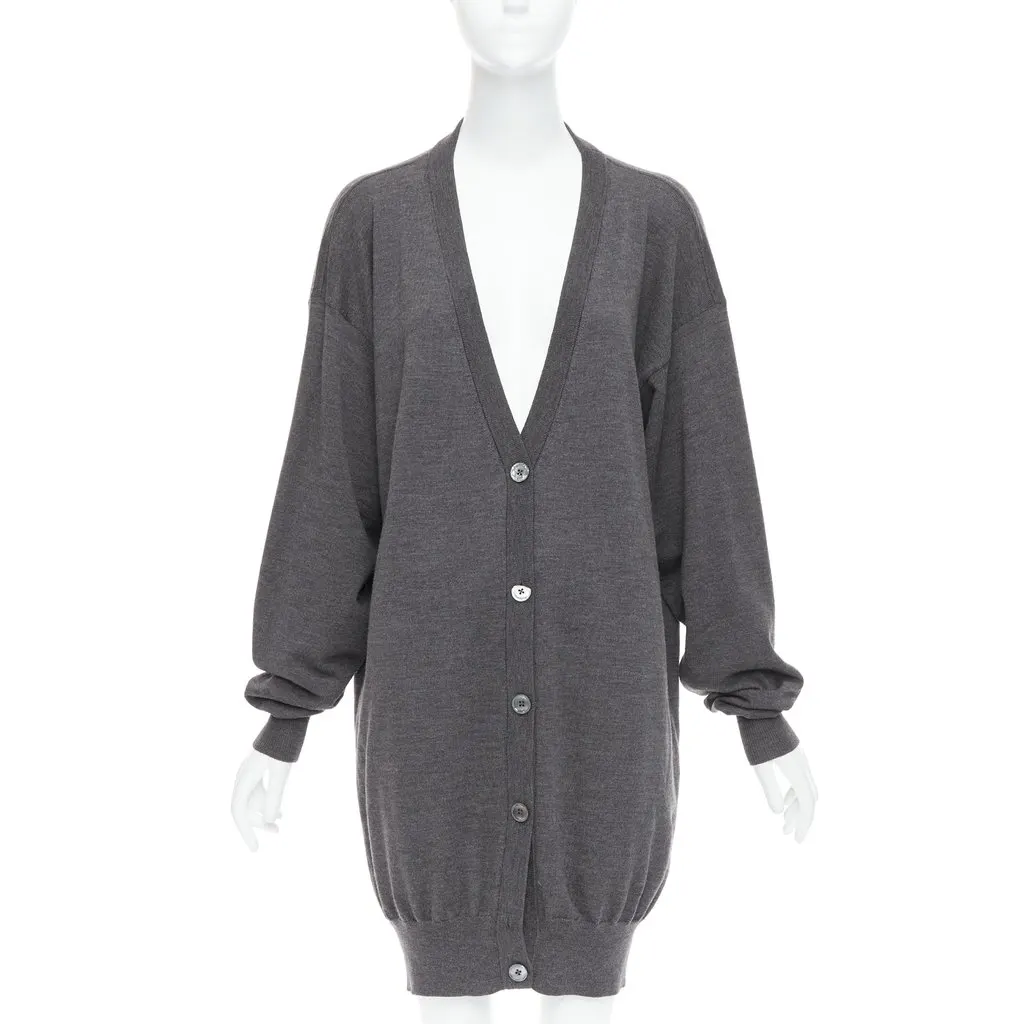 Maison Martin Margiela Oversized Long Cardigan Grey Wool Fair - Front View