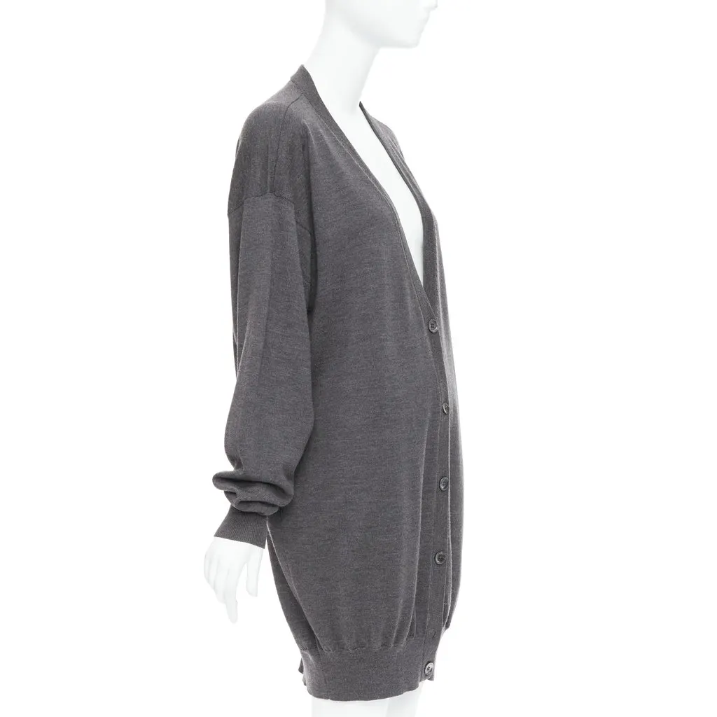 Maison Martin Margiela Oversized Long Cardigan Grey Wool Fair - Inside View
