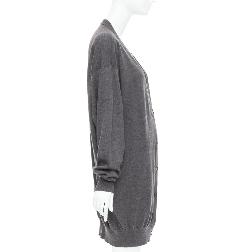 Maison Martin Margiela Oversized Long Cardigan Grey Wool Fair - Model View