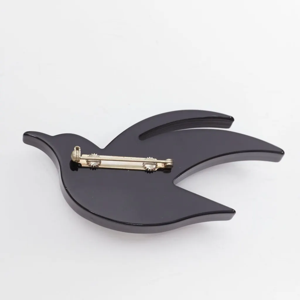 Celine Bird Pin Brooch Black Plastic Good - Model View