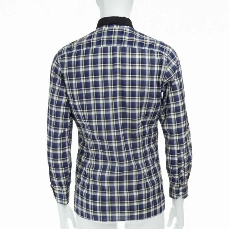 Lanvin Checked Collar Shirt Blue Cotton Very good - Back View