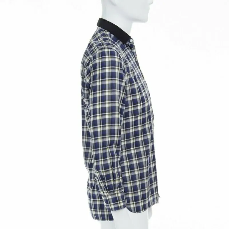 Lanvin Checked Collar Shirt Blue Cotton Very good - Box View