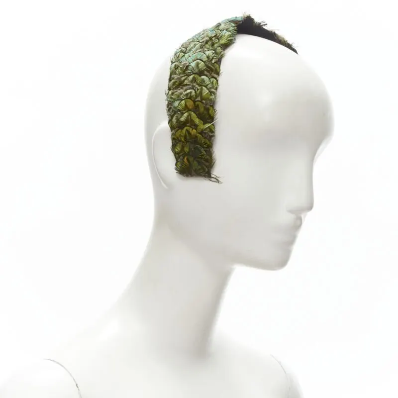 Unsigned Feather Sequin Band Green Never worn - Back View