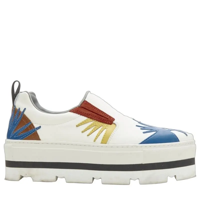 MSGM Patchwork Sneakers White Leather Very good - Front View