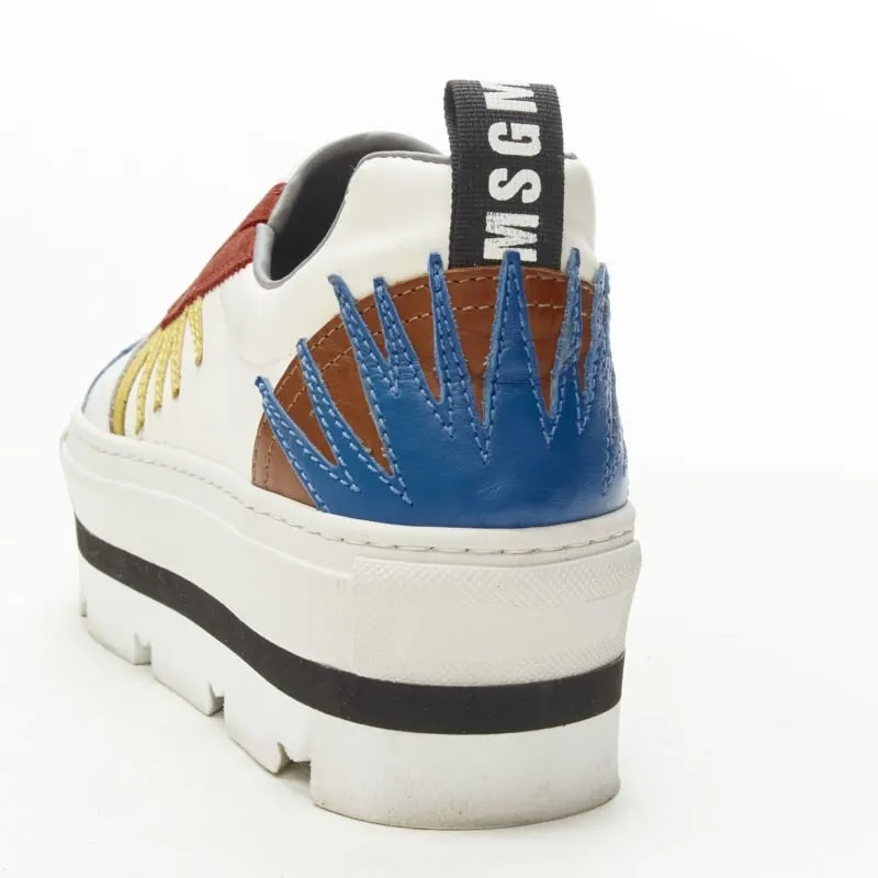 MSGM Patchwork Sneakers White Leather Very good - Back View