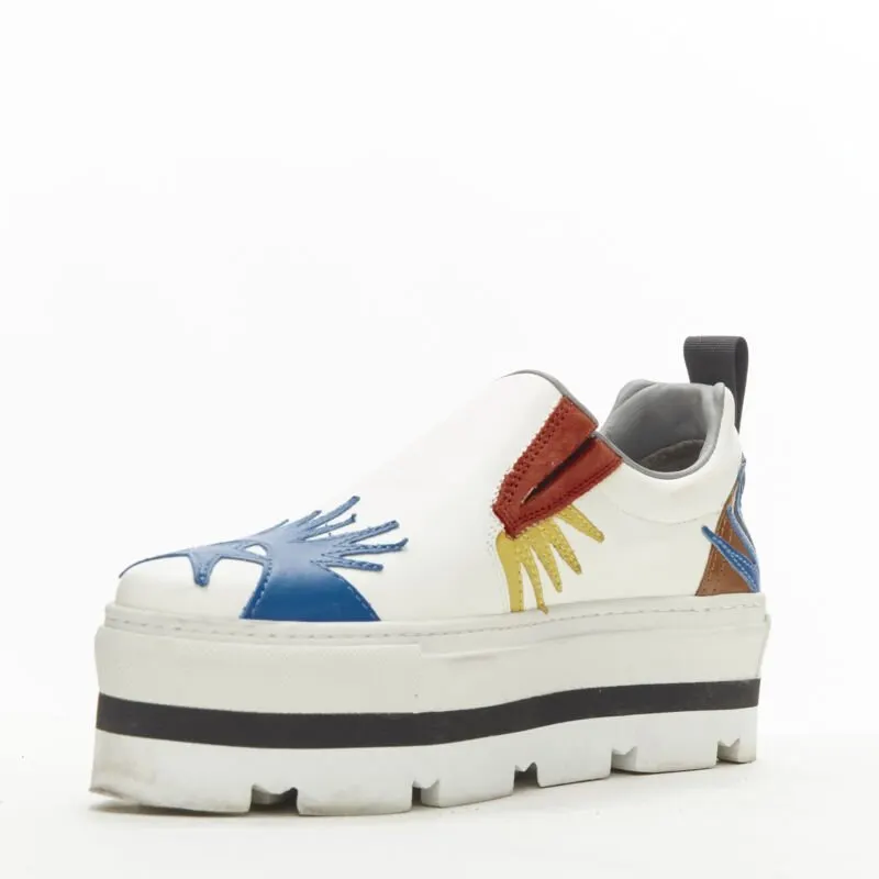 MSGM Patchwork Sneakers White Leather Very good - Box View