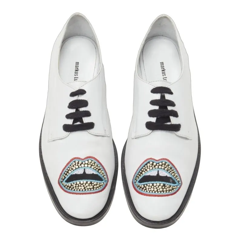 Markus Lupfer Studded Lips Brogue White Leather Very good - Front View