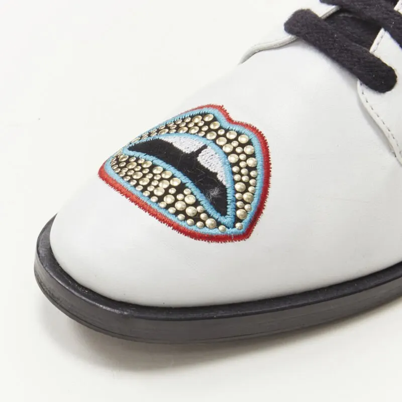 Markus Lupfer Studded Lips Brogue White Leather Very good - Back View