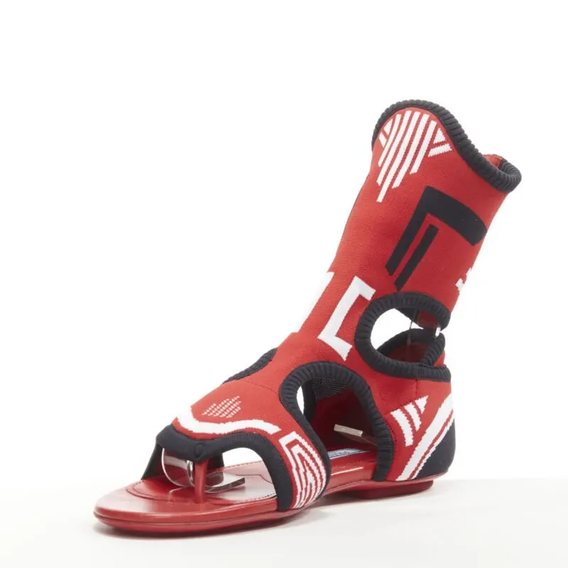 Prada Red Sandals Red Very good - Model View