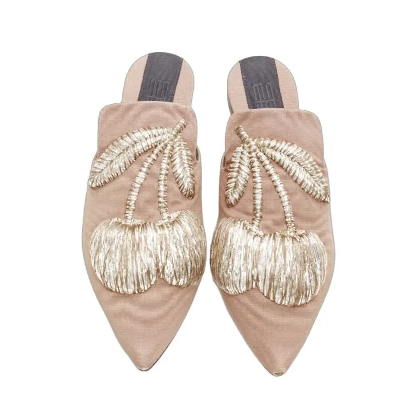 Sanayi 313 Crystal Suede Ballet Flats Beige Good - Front View