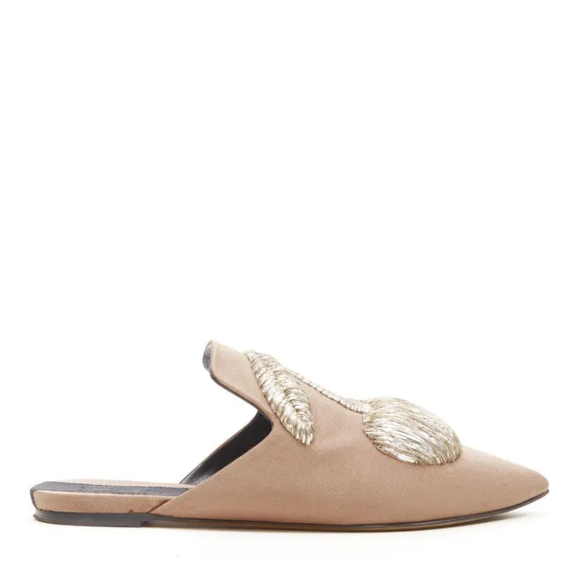 Sanayi 313 Crystal Suede Ballet Flats Beige Good - Back View