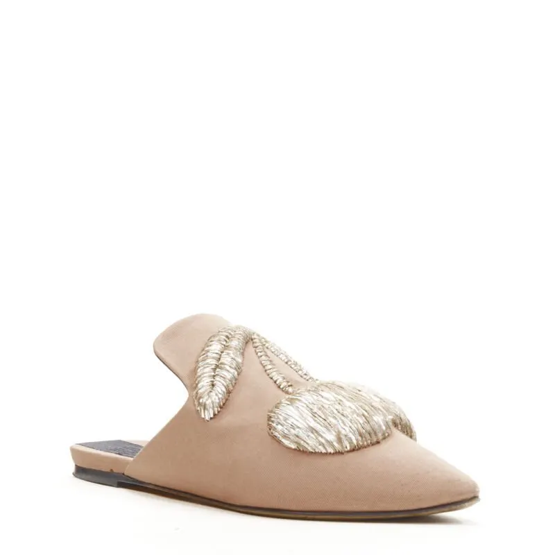 Sanayi 313 Crystal Suede Ballet Flats Beige Good - Inside View