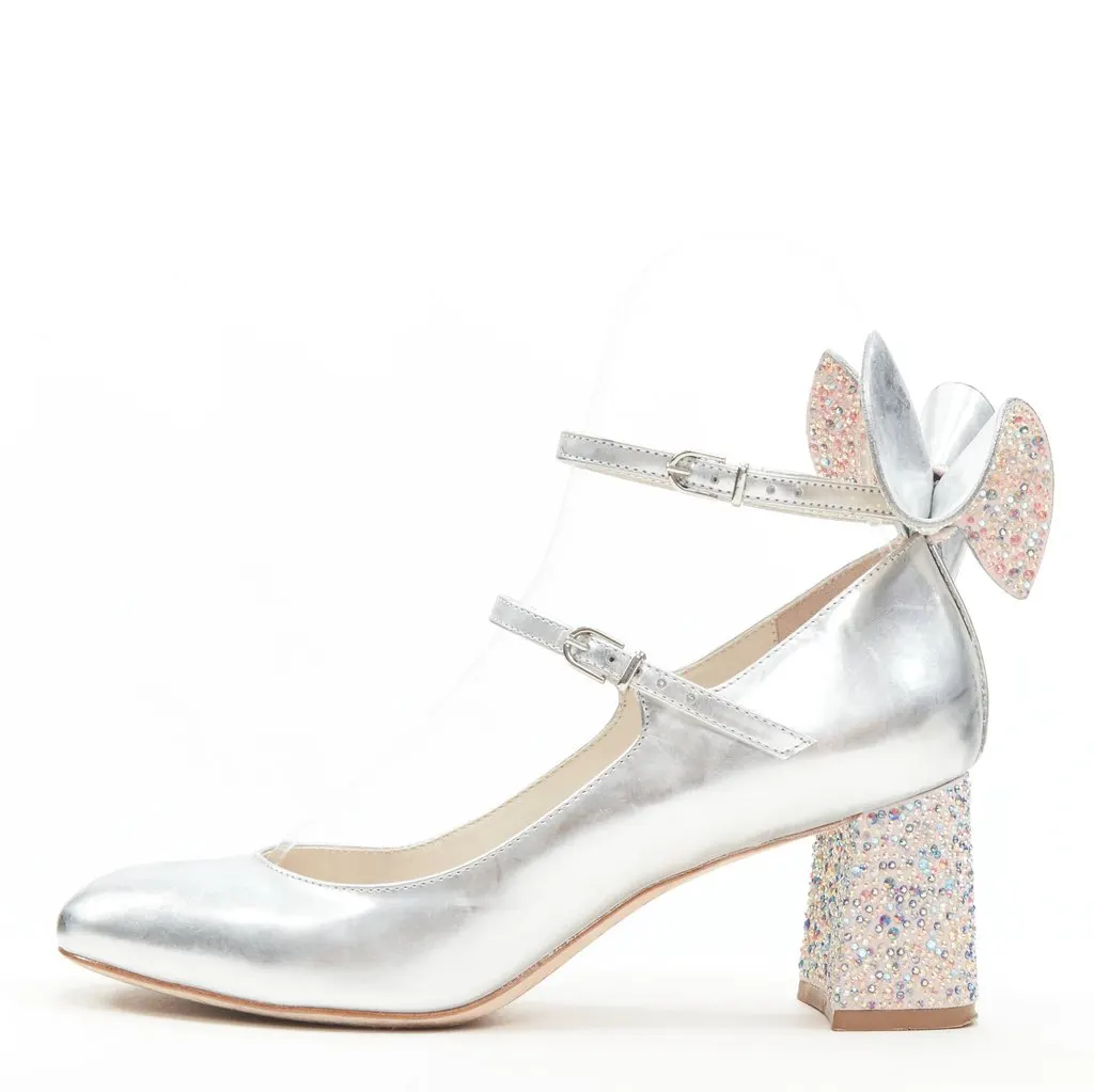Sophia Webster Silver Butterfly Heels Silver Leather Fair - Front View